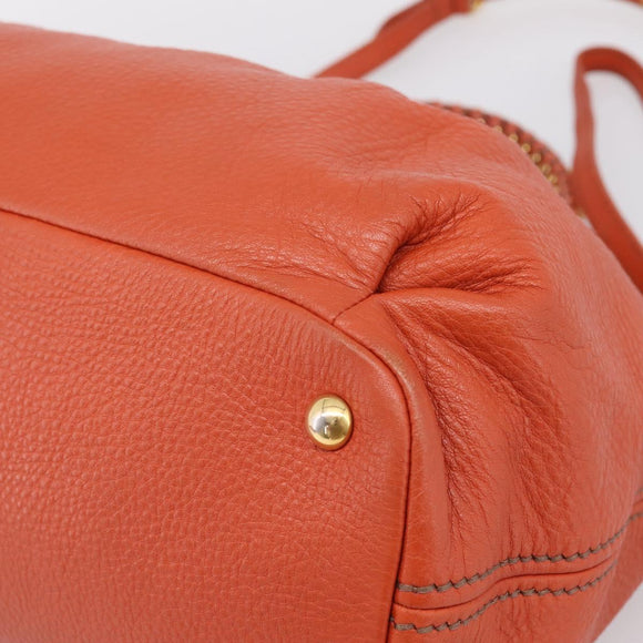 Miu Miu Hand Bag Leather 2way Orange Gold Auth 167859M