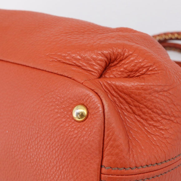 Miu Miu Hand Bag Leather 2way Orange Gold Auth 167859M