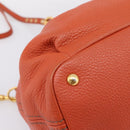 Miu Miu Hand Bag Leather 2way Orange Gold Auth 167859M-16