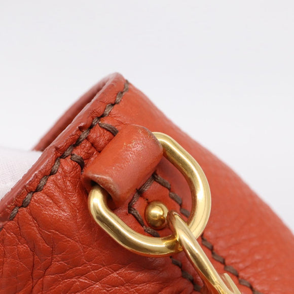 Miu Miu Hand Bag Leather 2way Orange Gold Auth 167859M