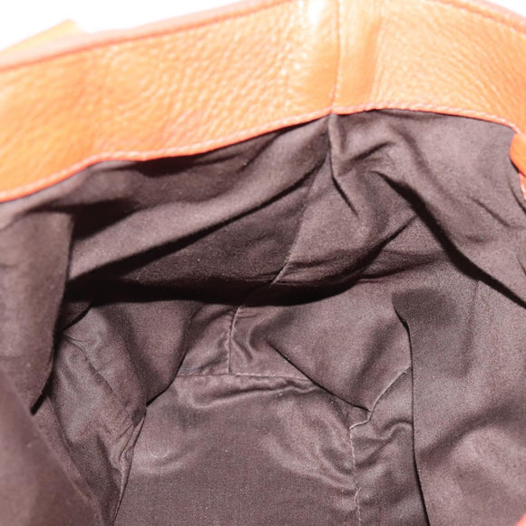 Miu Miu Hand Bag Leather 2way Orange Gold Auth 167859M
