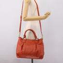 Miu Miu Hand Bag Leather 2way Orange Gold Auth 167859M-26