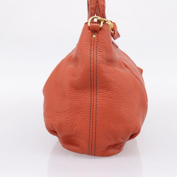 Miu Miu Hand Bag Leather 2way Orange Gold Auth 167859M