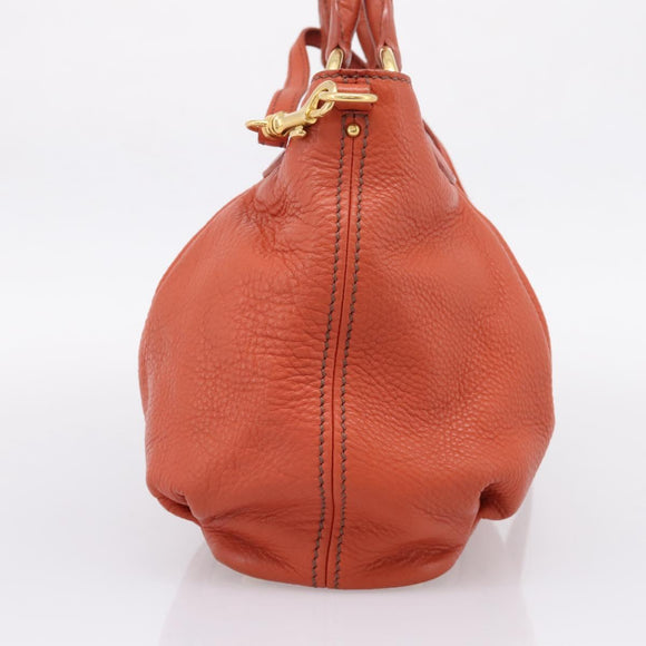 Miu Miu Hand Bag Leather 2way Orange Gold Auth 167859M
