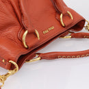 Miu Miu Hand Bag Leather 2way Orange Gold Auth 167859M-6