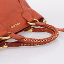 Miu Miu Hand Bag Leather 2way Orange Gold Auth 167859M-7