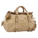 Miu Miu Hand Bag Leather 2way Beige Gold Auth 167861M-1