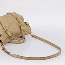 Miu Miu Hand Bag Leather 2way Beige Gold Auth 167861M-9