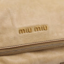 Miu Miu Hand Bag Leather 2way Beige Gold Auth 167861M-22