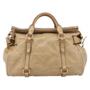 Miu Miu Hand Bag Leather 2way Beige Gold Auth 167861M-2