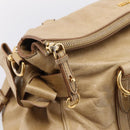 Miu Miu Hand Bag Leather 2way Beige Gold Auth 167861M-20