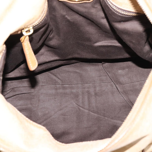 Miu Miu Hand Bag Leather 2way Beige Gold Auth 167861M