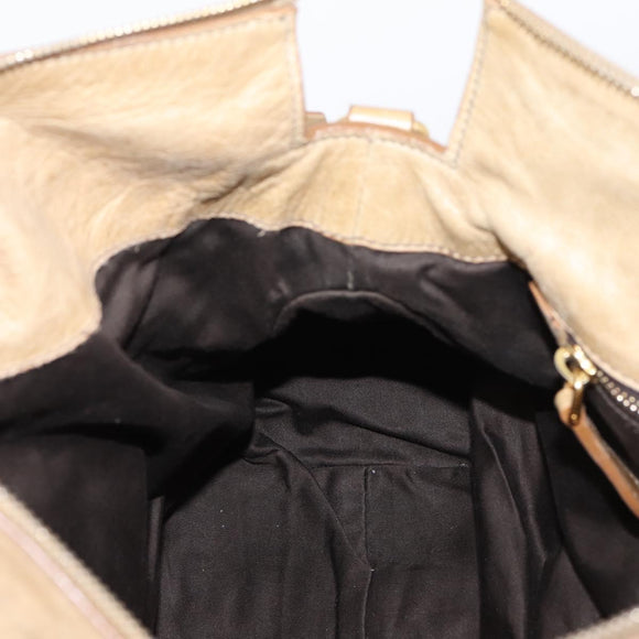 Miu Miu Hand Bag Leather 2way Beige Gold Auth 167861M