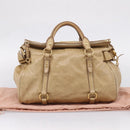 Miu Miu Hand Bag Leather 2way Beige Gold Auth 167861M-12