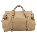 Miu Miu Hand Bag Leather 2way Beige Gold Auth 167861M-3