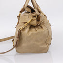 Miu Miu Hand Bag Leather 2way Beige Gold Auth 167861M-5