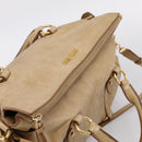 Miu Miu Hand Bag Leather 2way Beige Gold Auth 167861M-6
