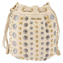 Miu Miu Shoulder Bag Leather Beige Gold Silver Auth 167862A-2