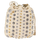 Miu Miu Shoulder Bag Leather Beige Gold Silver Auth 167862A-3
