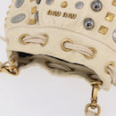 Miu Miu Shoulder Bag Leather Beige Gold Silver Auth 167862A-6