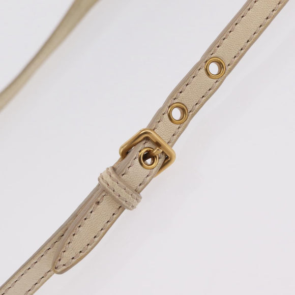 Miu Miu Shoulder Bag Leather Beige Gold Silver Auth 167862A