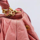 Miu Miu Matelasse Hand Bag Leather 2way Pink Gold Auth 167863A-21