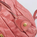 Miu Miu Matelasse Hand Bag Leather 2way Pink Gold Auth 167863A-22