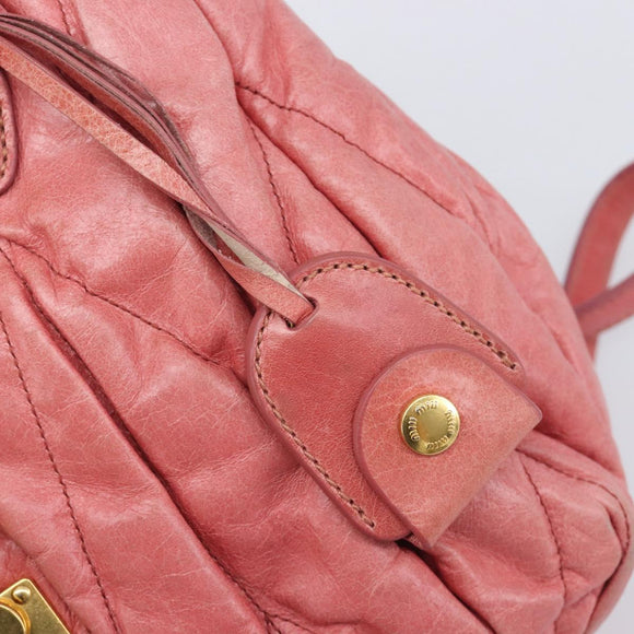 Miu Miu Matelasse Hand Bag Leather 2way Pink Gold Auth 167863A