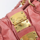 Miu Miu Matelasse Hand Bag Leather 2way Pink Gold Auth 167863A-25