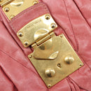 Miu Miu Matelasse Hand Bag Leather 2way Pink Gold Auth 167863A-26