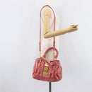 Miu Miu Matelasse Hand Bag Leather 2way Pink Gold Auth 167863A-34