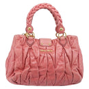 Miu Miu Matelasse Hand Bag Leather 2way Pink Gold Auth 167863A-2