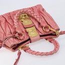Miu Miu Matelasse Hand Bag Leather 2way Pink Gold Auth 167863A-6
