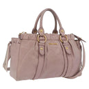 Miu Miu Hand Bag Leather 2way Pink Gold Auth 167865M-1