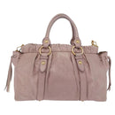 Miu Miu Hand Bag Leather 2way Pink Gold Auth 167865M-3