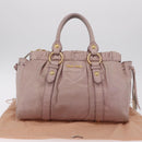 Miu Miu Hand Bag Leather 2way Pink Gold Auth 167865M-33