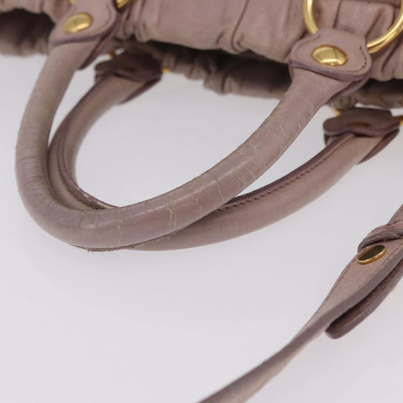 Miu Miu Hand Bag Leather 2way Pink Gold Auth 167865M