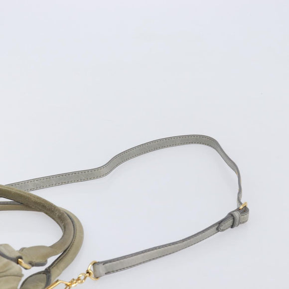 Miu Miu Hand Bag Leather 2way Beige Gold Auth 167866A