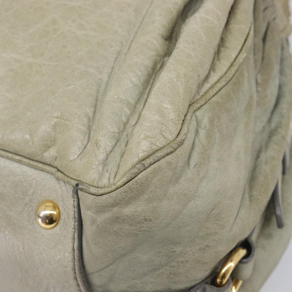 Miu Miu Hand Bag Leather 2way Beige Gold Auth 167866A