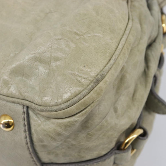 Miu Miu Hand Bag Leather 2way Beige Gold Auth 167866A