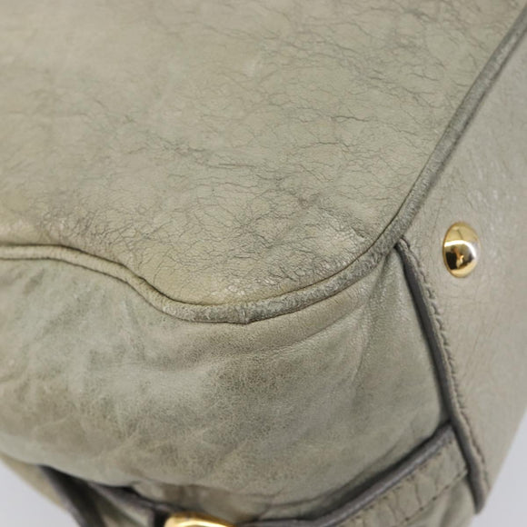 Miu Miu Hand Bag Leather 2way Beige Gold Auth 167866A