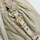 Miu Miu Hand Bag Leather 2way Beige Gold Auth 167866A-23