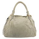 Miu Miu Hand Bag Leather 2way Beige Gold Auth 167866A-3