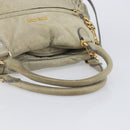 Miu Miu Hand Bag Leather 2way Beige Gold Auth 167866A-7
