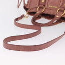 Miu Miu Hand Bag Leather 2way Pink Gold Auth 167867M-9
