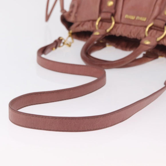 Miu Miu Hand Bag Leather 2way Pink Gold Auth 167867M