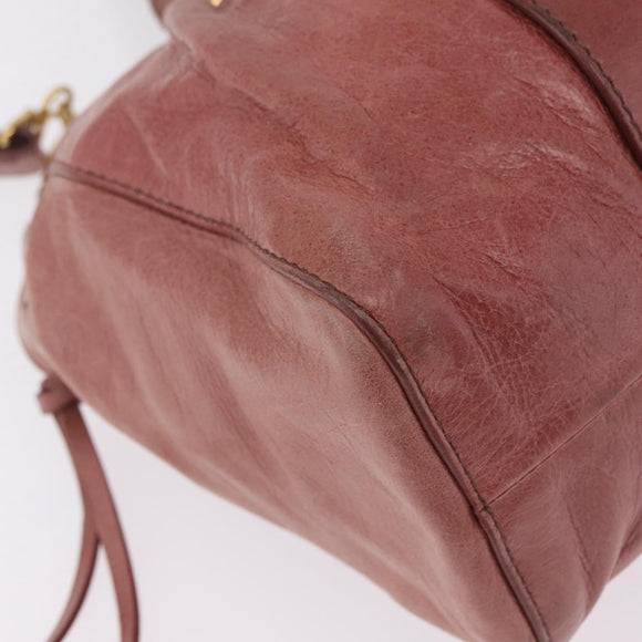 Miu Miu Hand Bag Leather 2way Pink Gold Auth 167867M