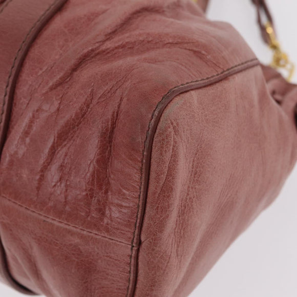 Miu Miu Hand Bag Leather 2way Pink Gold Auth 167867M