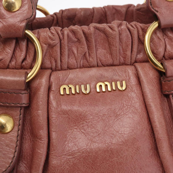 Miu Miu Hand Bag Leather 2way Pink Gold Auth 167867M