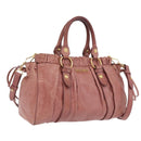 Miu Miu Hand Bag Leather 2way Pink Gold Auth 167867M-1